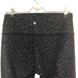 Lululemon Leggings Womens 10 Black Wunder Under Leopard Camo Yoga Gym Hi Waist